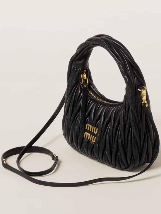 26FW 미우미우 완더 마테라쎄 나파 레더 호보 백 5BC125AN88F0002 BLACK - MIU MIU