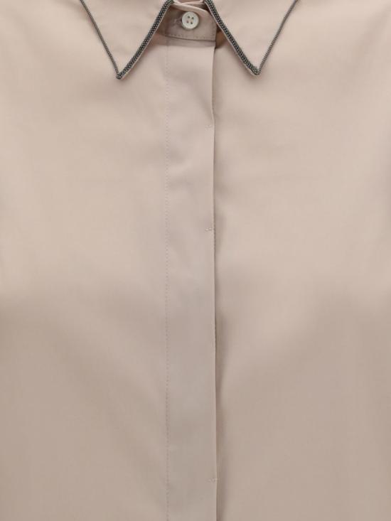 26SS 브루넬로 쿠치넬리 샤이니 트리밍 스트레치 코튼 포플린 슬리브리스 셔츠 M0091MA616 C9272 Earth - BRUNELLO CUCINELLI