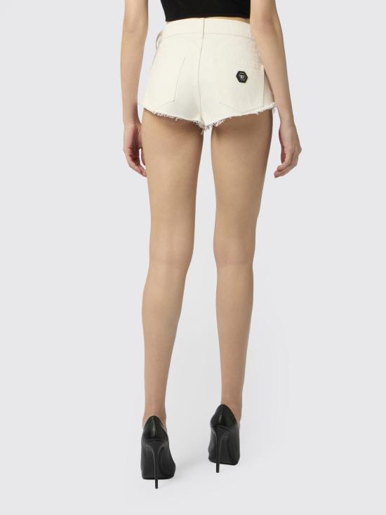 26SS 필립 플레인 데님 숏팬츠 SAFCWDT2896PDE004N 01OF White - PHILIPP PLEIN