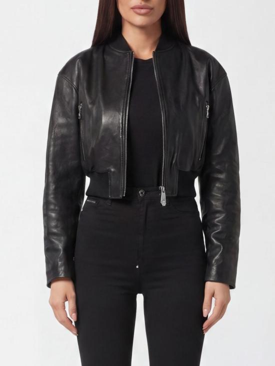 26SS 필립 플레인 가죽 자켓 FAECWLB1168PLE010N 02 Black