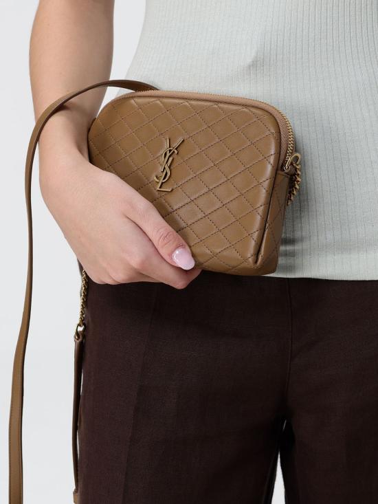 26SS 생로랑 퀼티드 램스킨 가비 지퍼 파우치 7336671EL07 2760 Brown - SAINT LAURENT