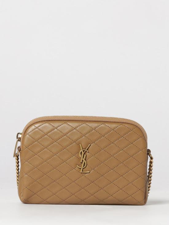 26SS 생로랑 퀼티드 램스킨 가비 지퍼 파우치 7336671EL07 2760 Brown