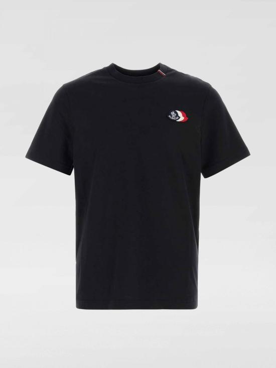 26SS 몽클레어 자수 트라이컬러 로고 코튼 티셔츠 L10918C0007489B8Q 778 Black 1