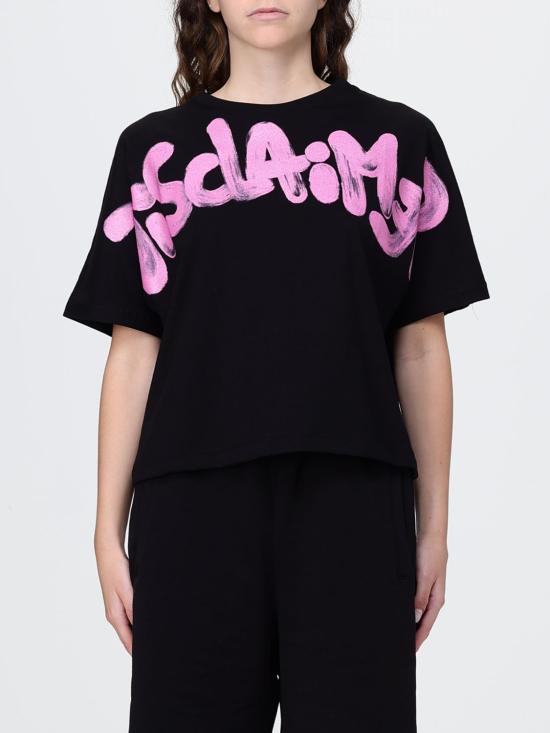 26SS 디스클레이머 반팔 티셔츠 55554 NERO ST FUCSIA PERL Black