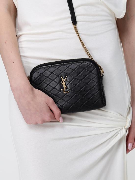 26SS 생로랑 퀼티드 램스킨 가비 지퍼 파우치 7336671EL07 1000 Black - SAINT LAURENT