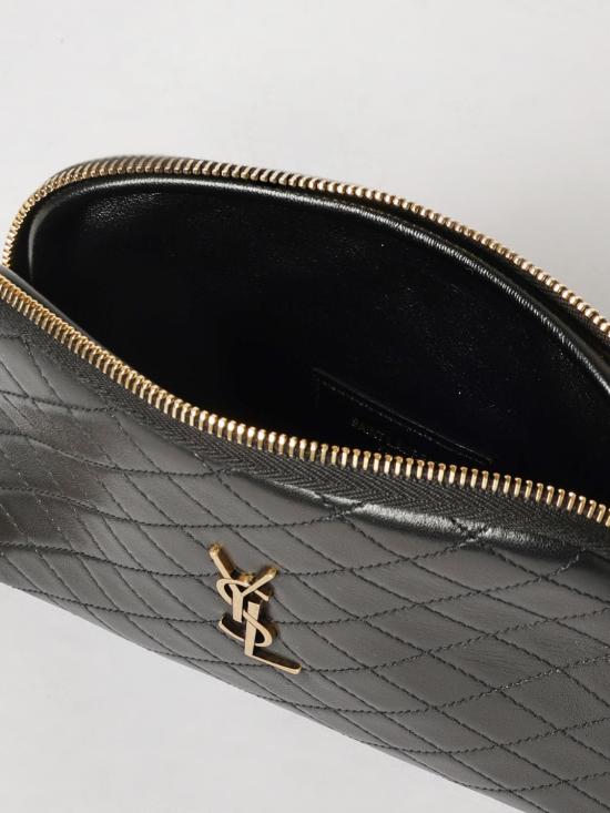 26SS 생로랑 퀼티드 램스킨 가비 지퍼 파우치 7336671EL07 1000 Black - SAINT LAURENT