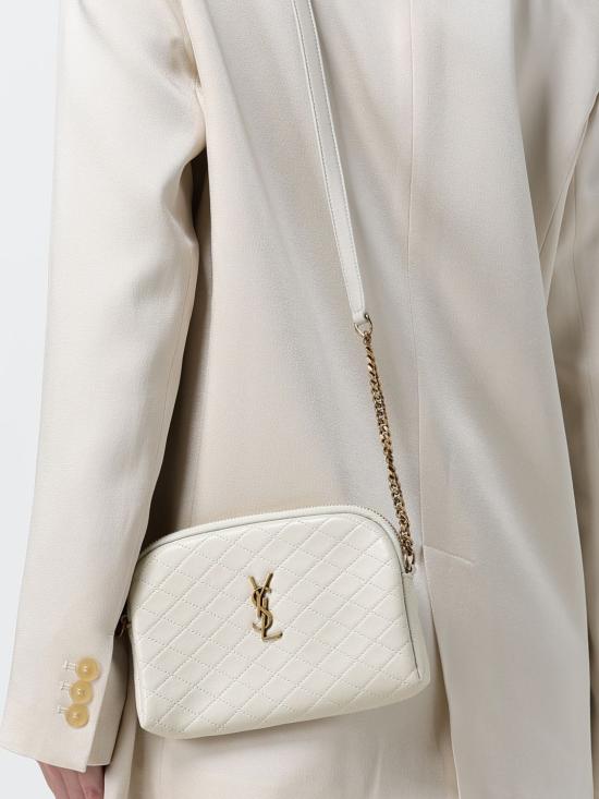 26SS 생로랑 퀼티드 램스킨 가비 지퍼 파우치 7336671EL07 9207 Cream - SAINT LAURENT