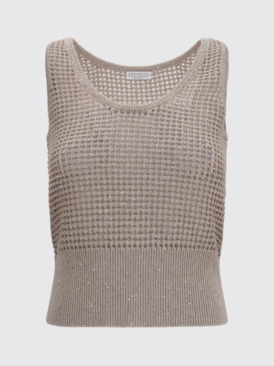 26SS 브루넬로 쿠치넬리 민소매 티셔츠 MDV762110 C069 Sand - BRUNELLO CUCINELLI