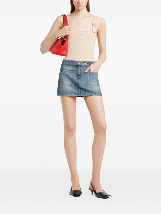 26SS 쿠레쥬 시그니처 데님 미니 스커트 126DJU342DE0058 7055 Blue - COURREGES