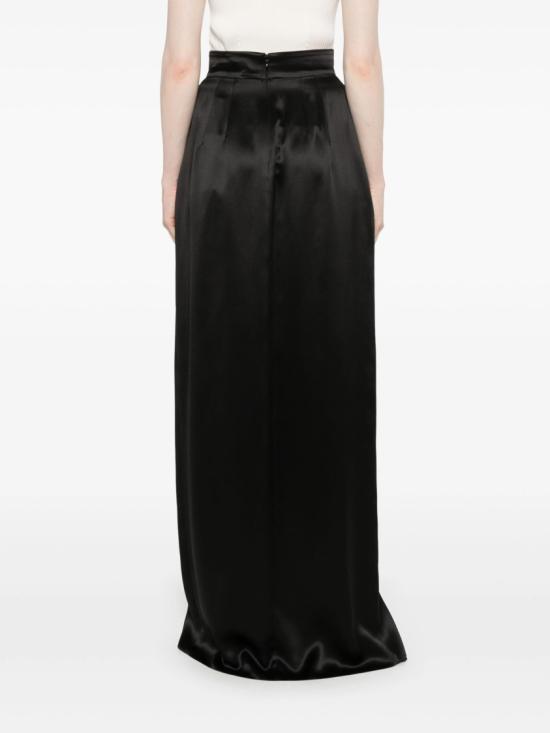  돌체앤가바나 실크 새틴 카프 랭스 서클 스커트 F4CZGT FU1NU Black - DOLCE & GABBANA