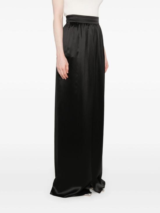  돌체앤가바나 실크 새틴 카프 랭스 서클 스커트 F4CZGT FU1NU Black - DOLCE & GABBANA