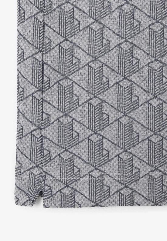 26SS 라코스테 스트라이프 칼라 모노그램 자카드 폴로 티셔츠 DH141741I Grey - LACOSTE