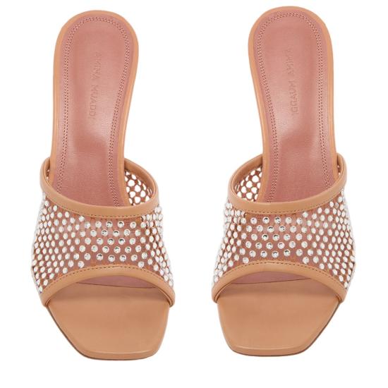 26SS 아미나 무아디 뮬/슬리퍼 LUPITACRYSTALNETSLIPPER70LATTEWHITE Neutrals - AMINA MUADDI