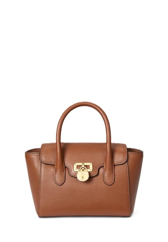 26SS 랄프 로렌 태너 페블 레더 스몰 사첼 토트백 431969349001 Brown