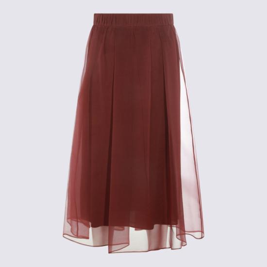 26FW 브루넬로 쿠치넬리 롱 스커트 MP940G4096 C9813 CABERNET - BRUNELLO CUCINELLI