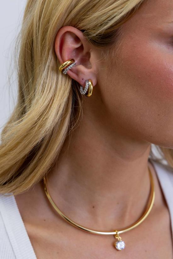  Sahira Jewelry Design 이어링 사히라 주얼리 디자인 켄달 투톤 파베 후프 - OTHER BRANDS