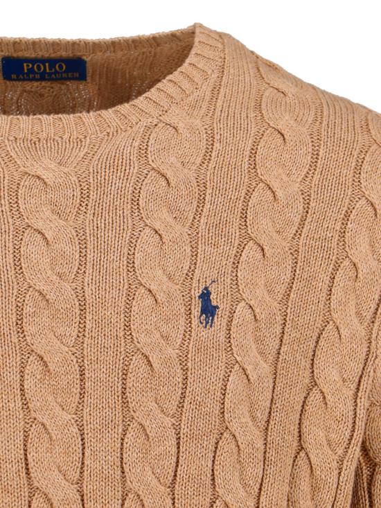 26FW 폴로 랄프로렌 로고 자수 케이블 니트 스웨터 710 775885 014 Brown - POLO RALPH LAUREN