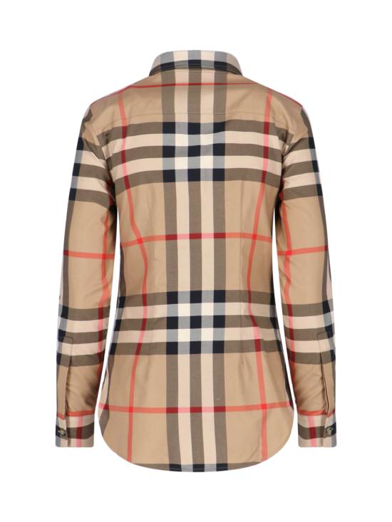 26FW 버버리 슬림핏 체크 코튼 셔츠 8111856 A7028 Beige - BURBERRY