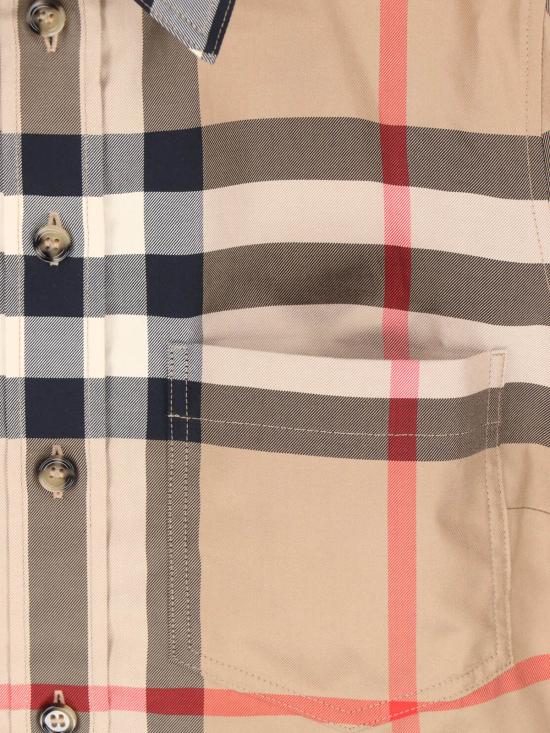 26FW 버버리 슬림핏 체크 코튼 셔츠 8111856 A7028 Beige - BURBERRY