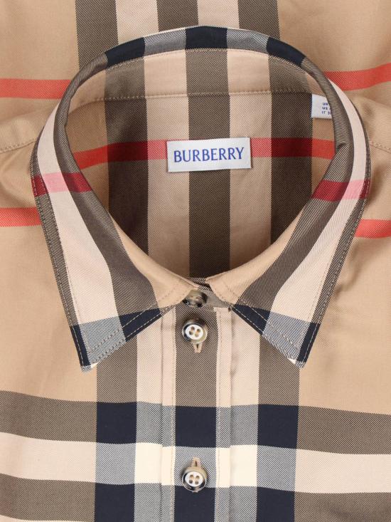 26FW 버버리 슬림핏 체크 코튼 셔츠 8111856 A7028 Beige - BURBERRY