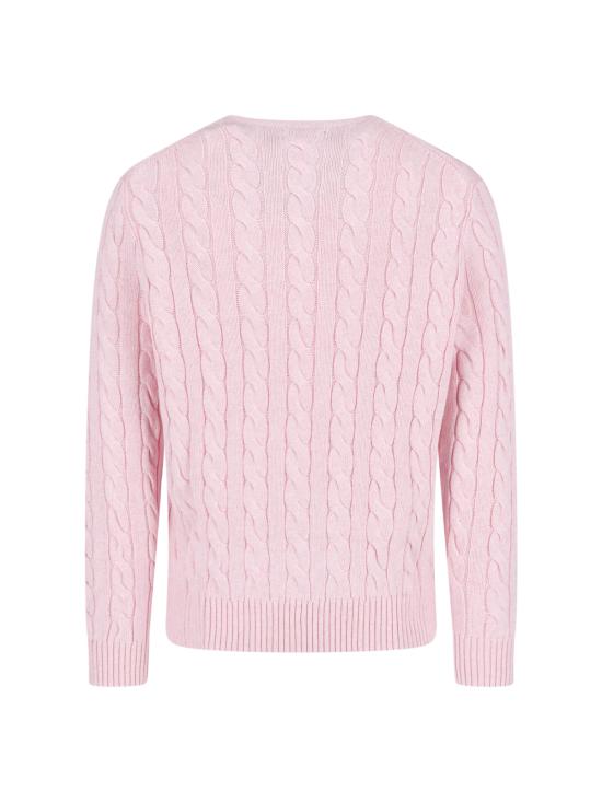 26FW 폴로 랄프로렌 로고 자수 케이블 니트 스웨터 710 775885 543 Pink - POLO RALPH LAUREN