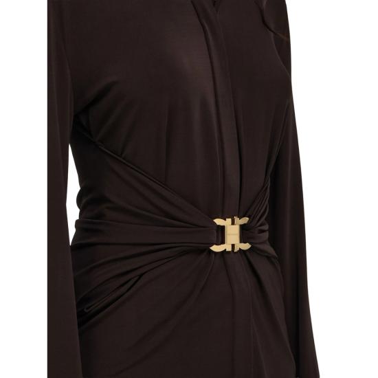 26FW 살바토레 페라가모 블라우스 13I403 0795858 MARRO BROWN - SALVATORE FERRAGAMO