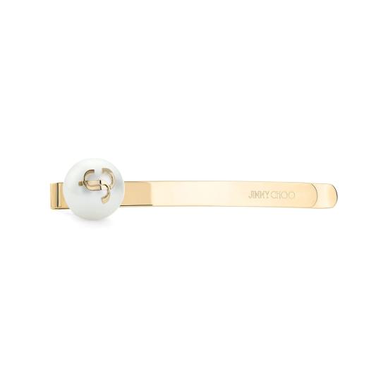 26FW 지미추 헤어 액세서리 HAIR SLIDE DCK WHGOL GOLD WHITE