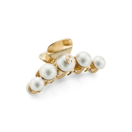 26FW 지미추 헤어 액세서리 CLAW HAIR CLIP DCK WHGOL GOLD WHITE - JIMMY CHOO