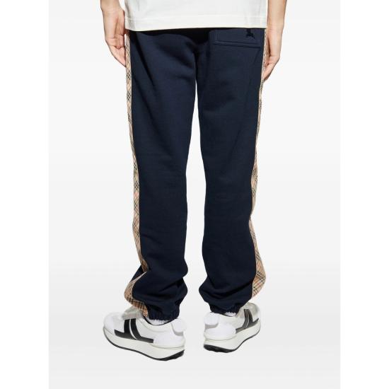26SS 버버리 체크 트리밍 코튼 조깅 팬츠 8118995 SID CT A1222 BLUE - BURBERRY