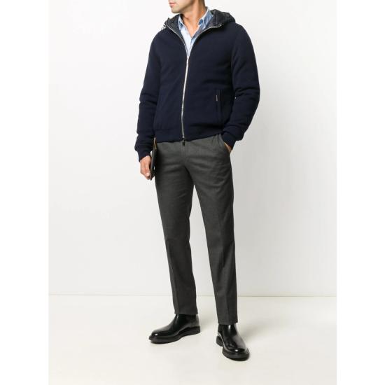 26FW 무레르 BRIGNO-BAB 브리그노 구스 다운 캐시미어 후디드 봄버 자켓 O100080 BRIGNO MRW NAVY BLUE - MOORER