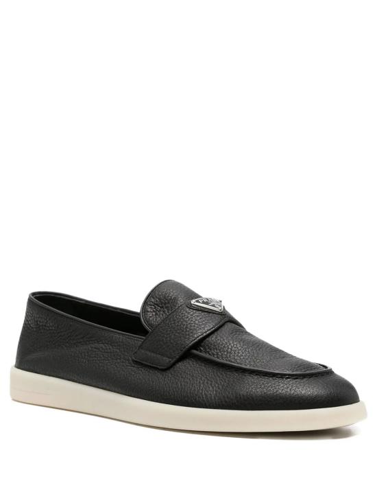 26FW 프라다 삼각 로고 스웨이드 페니 로퍼 2DG124FG001 013 F0632 NERO 1 - PRADA