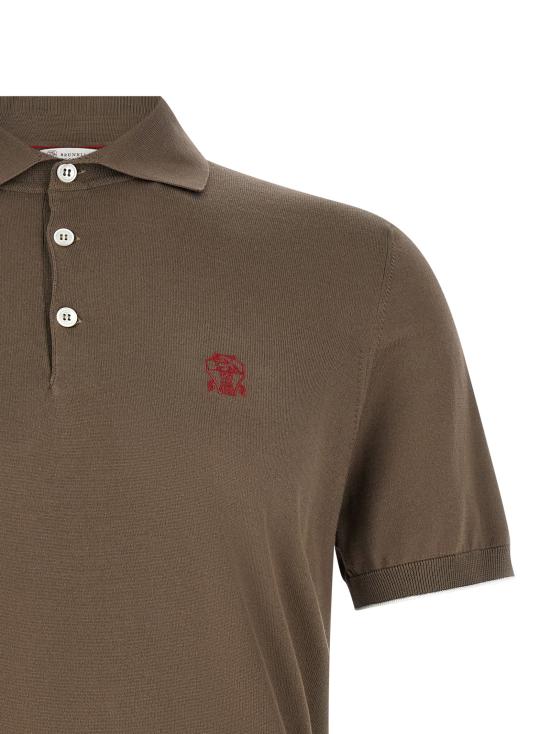 26SS 브루넬로 쿠치넬리 로고 경량 코튼 니트 폴로 셔츠 M29800195CLL90 Brown - BRUNELLO CUCINELLI