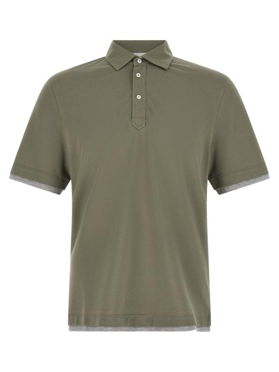 26SS 브루넬로 쿠치넬리 폴로 티셔츠 ME8543966CNX37 Green