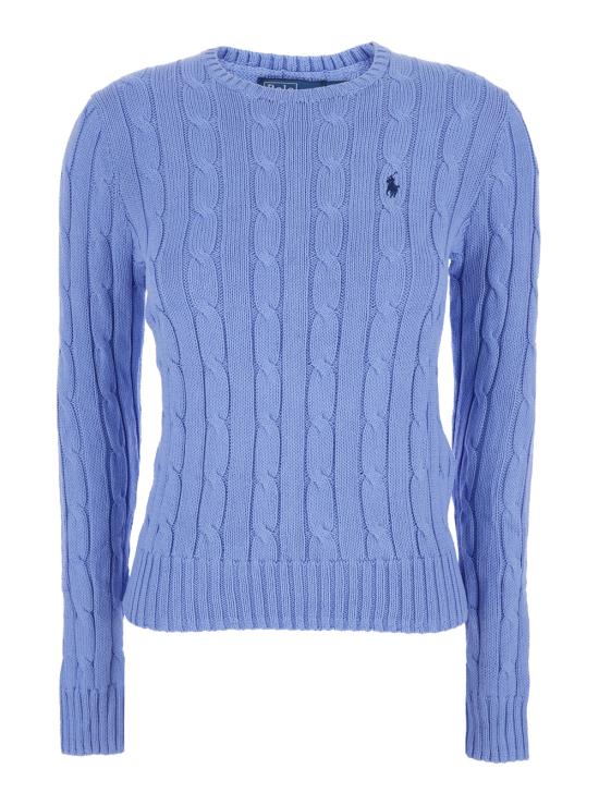 26FW 폴로 랄프로렌 포니 로고 피마코튼 케이블 니트 스웨터 211971869009 Light blue