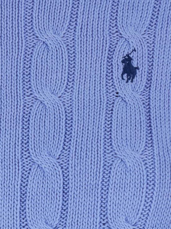 26FW 폴로 랄프로렌 포니 로고 피마코튼 케이블 니트 스웨터 211971869009 Light blue - POLO RALPH LAUREN