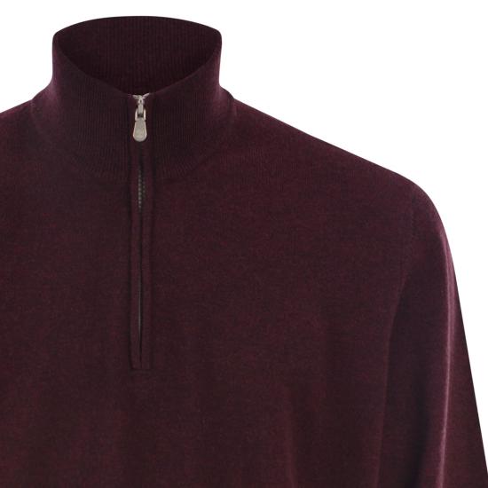  브루넬로 쿠치넬리 캐시미어 집업 니트 M2200124 BORDEAUX - BRUNELLO CUCINELLI