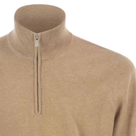  브루넬로 쿠치넬리 캐시미어 집업 니트 M2200124 CAMEL - BRUNELLO CUCINELLI