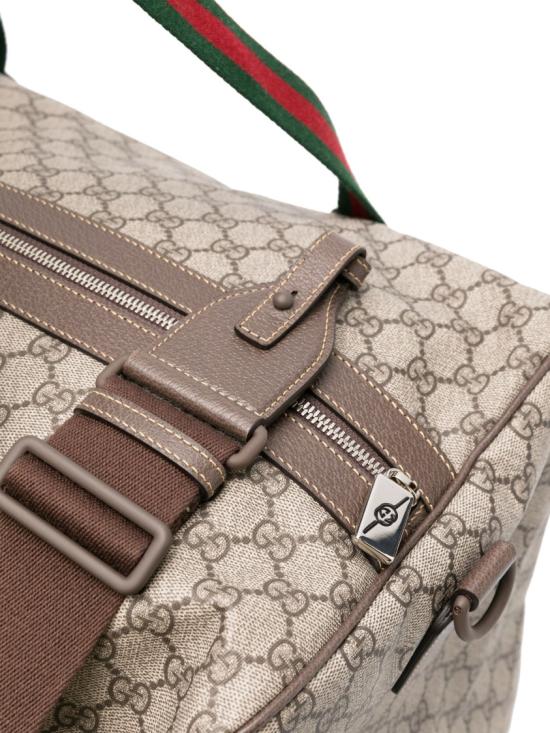  구찌 라지 더플백 스퀘어 웹 소프트 GG 수프림 758664 FACK7 Brown - GUCCI