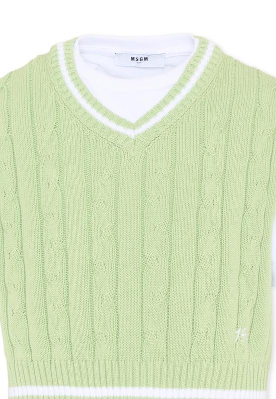 26SS [키즈] 엠에스지엠 니트 베스트 S6MSJBTH058 001 77 GREEN - MSGM