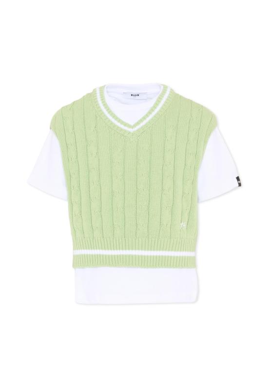 26SS [키즈] 엠에스지엠 니트 베스트 S6MSJBTH058 001 77 GREEN
