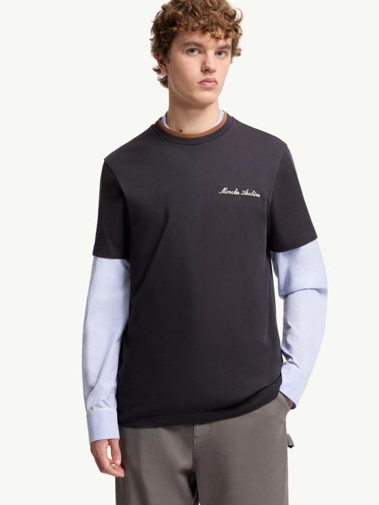26SS 몽클레어 로고 자수 코튼 티셔츠 L10918C00015 89AYY 742 - MONCLER