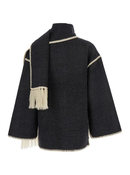 26FW 토템 자수 스카프 자켓 244WRO918FB0292083 Grey - TOTEME