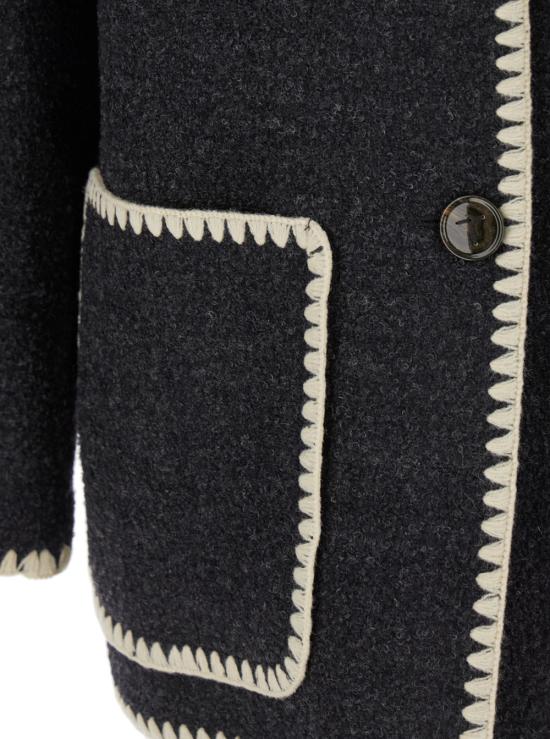 26FW 토템 자수 스카프 자켓 244WRO918FB0292083 Grey - TOTEME