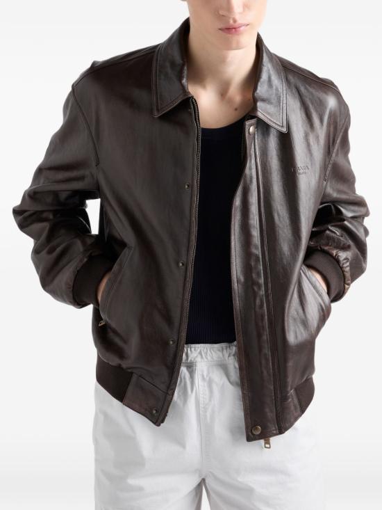 26FW 프라다 가죽 자켓 UPW622SOOO16IL F0003 Brown - PRADA