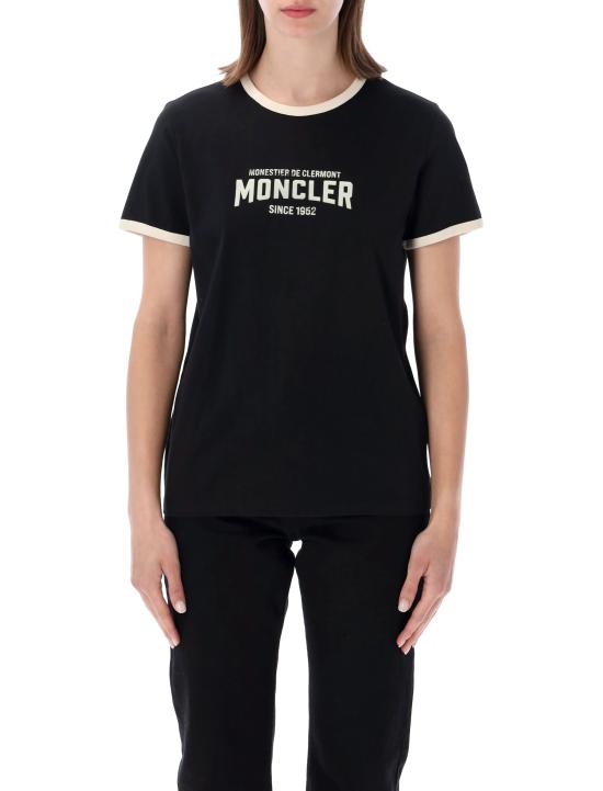 26SS 몽클레어 플록 로고 저지 티셔츠 8C0003189AUO P90 BLACK