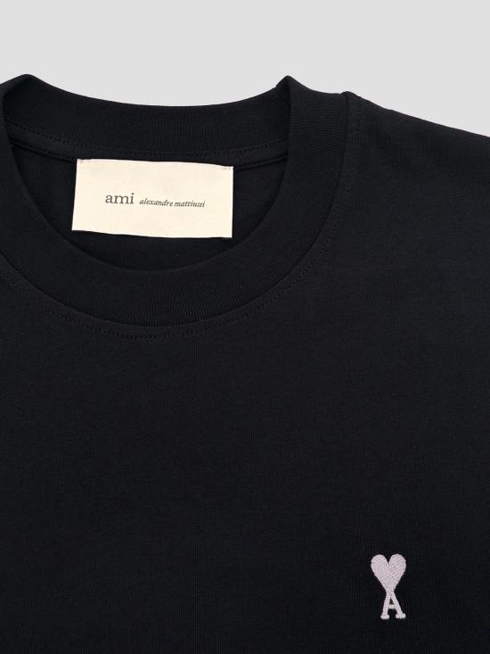 26SS 아미 스몰 하트 로고 라이트 코튼 저지 티셔츠 HTS346724 045 BLACK WHITE CREAM - AMI