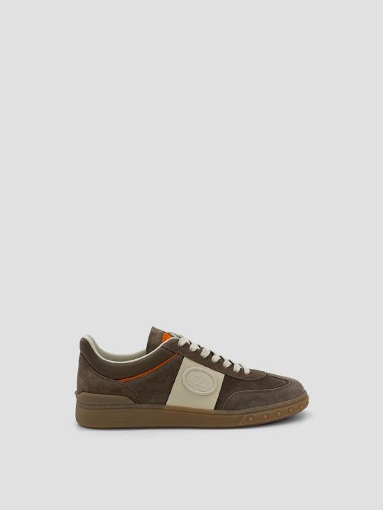 26SS 발렌티노 가라바니 크러스트 레더 나일론 업빌리지 로우 탑 스니커즈 8Y2S0H77LAL BSB DRK KHAKI IVRY PMPKN