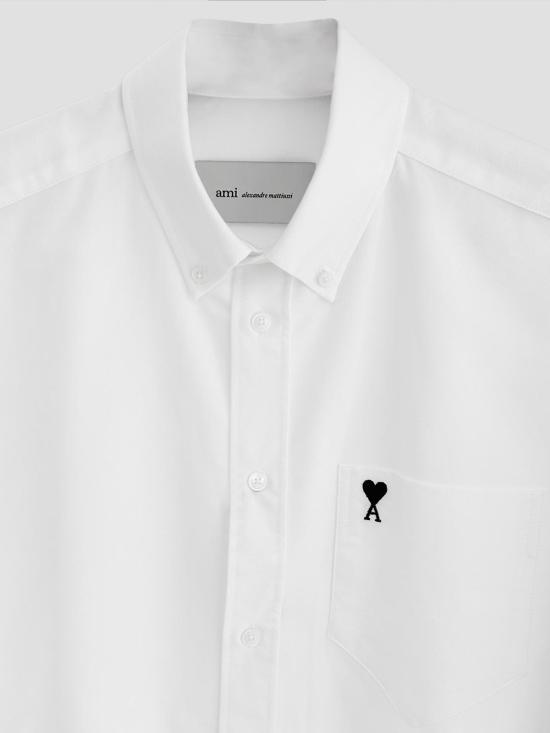 26SS 아미 코튼 박시 자수 아미 드 하트 HSH823CO0031 168 NATURAL WHITE - AMI
