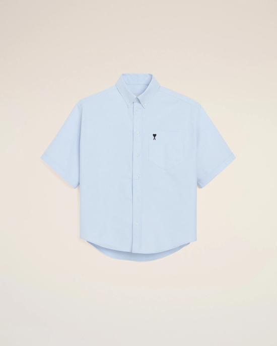 26SS 아미 코튼 박시 자수 아미 드 하트 HSH823CO0031 450 SKY BLUE