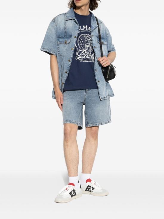 26FW 발망 반팔 티셔츠 HH1EG000BD66 SKZ Blue - BALMAIN
